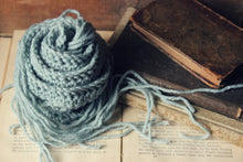 Load image into Gallery viewer, Hand Crocheted Ribbon Scarf. wild & willow Collection. "Distant Rain".