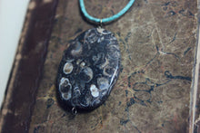Load image into Gallery viewer, Shoal. Artisan Antique Brass, Glass Bead, Leather & Turtella Necklace.