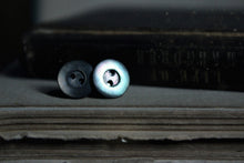 Load image into Gallery viewer, Folk | Night 004. Vintage Black MOP Shell Button Stud Earrings.