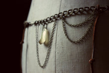 Load image into Gallery viewer, Rambler. Boho Suede Lace, Vintage Brass & Honey Quartz Hip Belt.