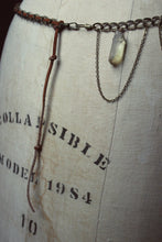 Load image into Gallery viewer, Rambler. Boho Suede Lace, Vintage Brass & Honey Quartz Hip Belt.