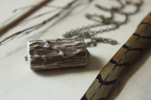 Load image into Gallery viewer, Deerheart. Rustic Fallen Deer Antler & Antiqued Brass Necklace.