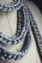 Load image into Gallery viewer, Hand Crocheted Ribbon Scarf. wild & willow Collection. "Thundercloud".