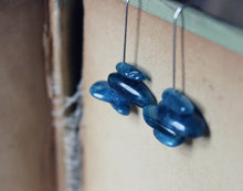 Load image into Gallery viewer, Tempest. Sterling Silver & Teal Blue Apatite Illusion Earrings.