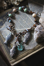 Load image into Gallery viewer, Along the River |  Riverbend. Artisan Glass &amp; Gemstone Charm Bracelet.