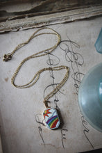 Load image into Gallery viewer, Vintage Scrimshaw Rainbow Pendant Necklace.