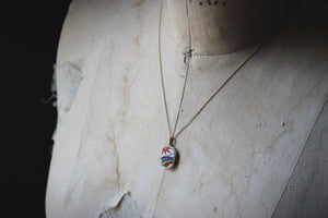 Vintage Scrimshaw Rainbow Pendant Necklace.