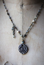 Load image into Gallery viewer, Along the River |  Gentle Spring || Summer Eddy. Gemstone &amp; Artisan Pewter Necklace.