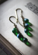 Load image into Gallery viewer, Evergreen Moon | Glass Drop Earrings.