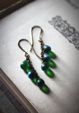 Load image into Gallery viewer, Evergreen Moon | Glass Drop Earrings.