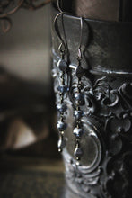 Load image into Gallery viewer, Frosty Air  |  Beaded Linear Earrings.