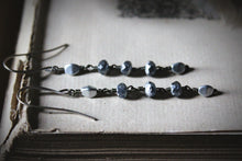 Load image into Gallery viewer, Frosty Air  |  Beaded Linear Earrings.