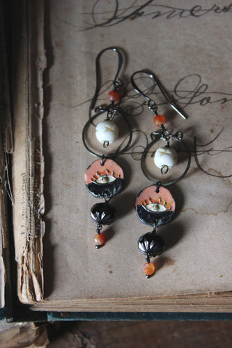 On The Horizon. Artisan Pewter Beaded Earrings.