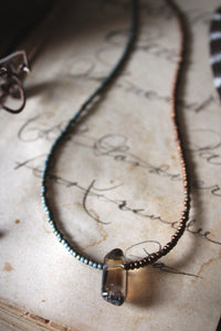 Grimlins | Smoky Quartz. Seed Bead Focal Necklace.