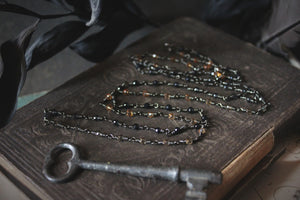 All Hallow's Eve. Hand-beaded Faceted Crystal Necklace.