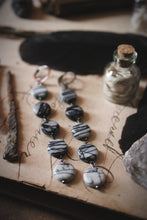 Load image into Gallery viewer, Bewebbed. LAST PAIR. Jasper Coin Bead Linear Earrings.