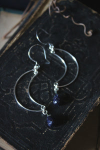 The Night Sky Collection | Luna. Silver & Blue Goldstone Earrings.