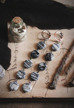 Load image into Gallery viewer, Bewebbed. LAST PAIR. Jasper Coin Bead Linear Earrings.