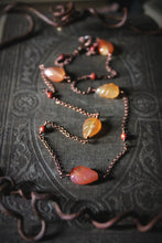 Load image into Gallery viewer, Dapple  |  Carnelian Leaves. Gemstone Station Necklace.