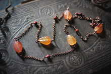 Load image into Gallery viewer, Dapple  |  Carnelian Leaves. Gemstone Station Necklace.