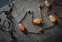Load image into Gallery viewer, Dapple  |  Carnelian Leaves. Gemstone Station Necklace.