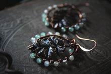 Load image into Gallery viewer, Greenwood, No.1 | Antiqued Copper &amp; Gemstone Earrings.