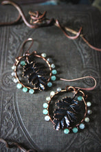 Load image into Gallery viewer, Greenwood, No.1 | Antiqued Copper &amp; Gemstone Earrings.