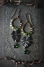 Load image into Gallery viewer, Greenwood, No.2 | Antiqued Copper, Glass &amp; Gemstone Earrings.