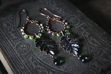 Load image into Gallery viewer, Greenwood, No.2 | Antiqued Copper, Glass &amp; Gemstone Earrings.