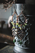 Load image into Gallery viewer, Greenwood, No.2 | Antiqued Copper, Glass &amp; Gemstone Earrings.
