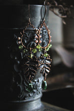 Load image into Gallery viewer, Greenwood, No.2 | Antiqued Copper, Glass &amp; Gemstone Earrings.
