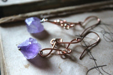 Load image into Gallery viewer, Tauriel |  Amethyst. Copper Gemstone Drop Earrings.