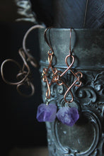Load image into Gallery viewer, Tauriel |  Amethyst. Copper Gemstone Drop Earrings.