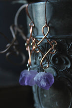 Load image into Gallery viewer, Tauriel |  Amethyst. Copper Gemstone Drop Earrings.