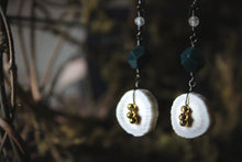Load image into Gallery viewer, Woodlands | No.4. Naturally Shed Deer Antler &amp; Gemstone Earrings.