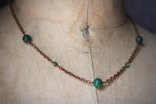 Load image into Gallery viewer, Dapple  |  Green Mica &amp; Artisan Glass Station Necklace.