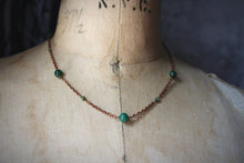 Load image into Gallery viewer, Dapple  |  Green Mica &amp; Artisan Glass Station Necklace.