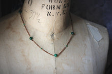 Load image into Gallery viewer, Dapple  |  Green Mica &amp; Artisan Glass Station Necklace.