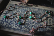 Load image into Gallery viewer, Dapple  |  Green Mica &amp; Artisan Glass Station Necklace.