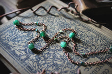 Load image into Gallery viewer, Dapple  |  Green Mica &amp; Artisan Glass Station Necklace.