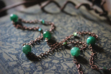 Load image into Gallery viewer, Dapple  |  Green Mica &amp; Artisan Glass Station Necklace.