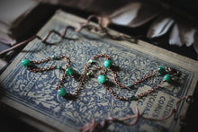Load image into Gallery viewer, Dapple  |  Green Mica &amp; Artisan Glass Station Necklace.