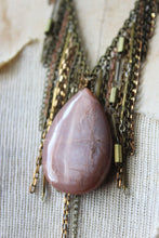Load image into Gallery viewer, Luminary II. Peach Moonstone &amp; Brass Fringe Necklace.