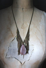 Load image into Gallery viewer, Luminary II. Peach Moonstone &amp; Brass Fringe Necklace.