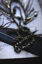 Load image into Gallery viewer, Luminary II. Peach Moonstone &amp; Brass Fringe Necklace.