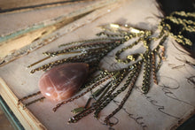 Load image into Gallery viewer, Luminary II. Peach Moonstone &amp; Brass Fringe Necklace.