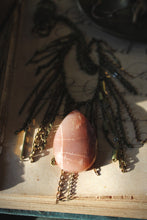 Load image into Gallery viewer, Luminary II. Peach Moonstone &amp; Brass Fringe Necklace.