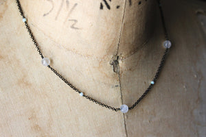 Dapple. Moonstone & Opal Station Necklace.