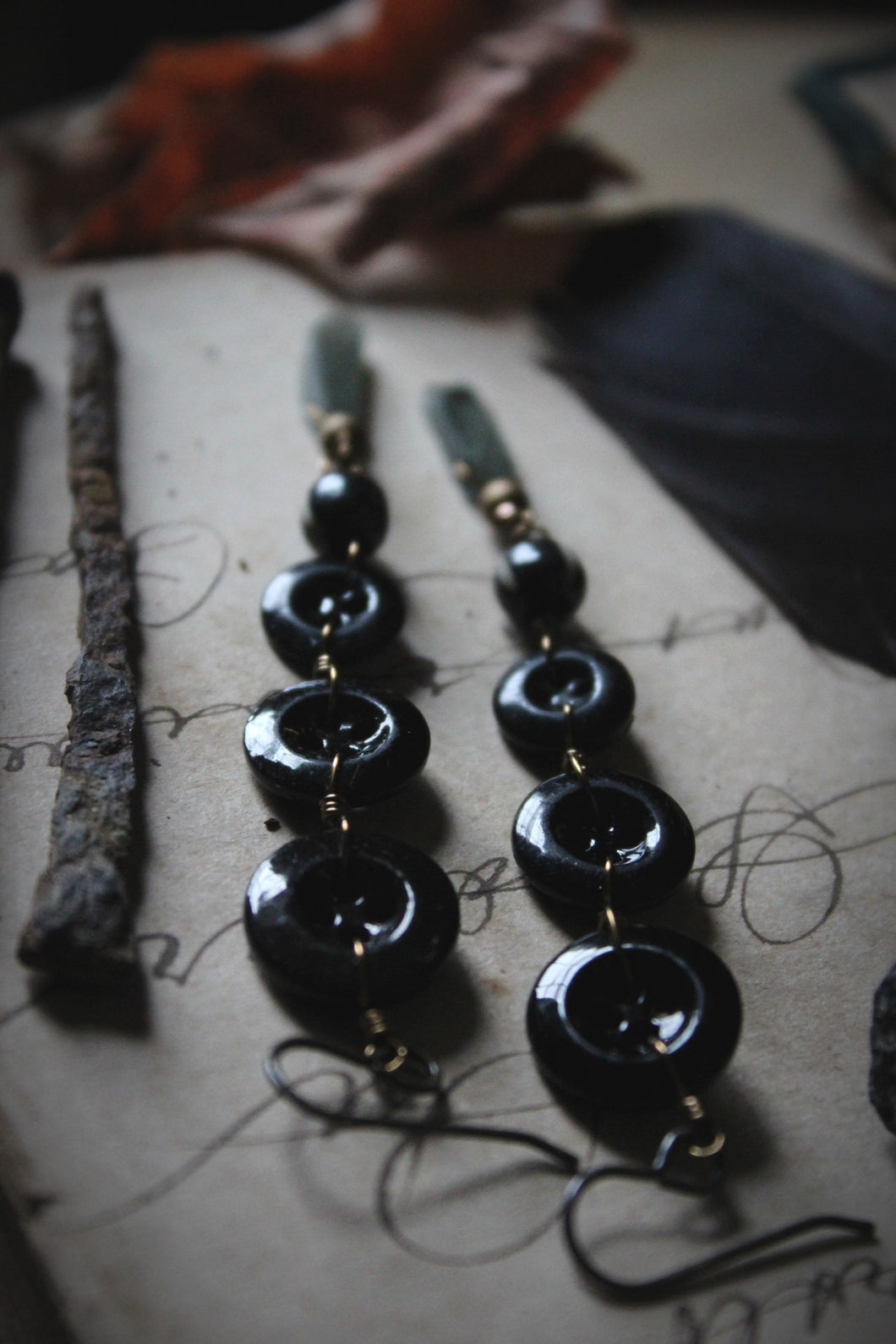 Season of the Witch, Pt.I | A Binding Spell. Antique Glass Button Earrings.