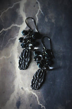 Load image into Gallery viewer, Dark &amp; Stormy | Thundershower. Artisan Pewter &amp; Glass Earrings.